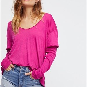 NWT Free People Magic Long Sleeve Layer Tee Pink